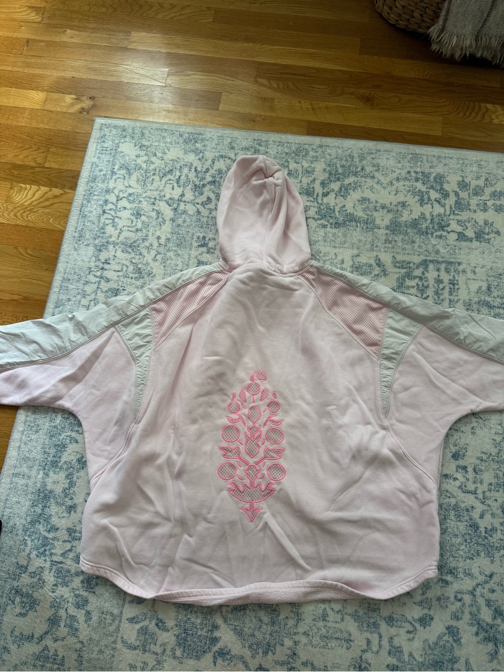 Free People Movement Light Pink Hooded Sweatshirt with Embroidered Back Detail